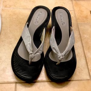 Skechers Silver Metallic Wedge Sandals